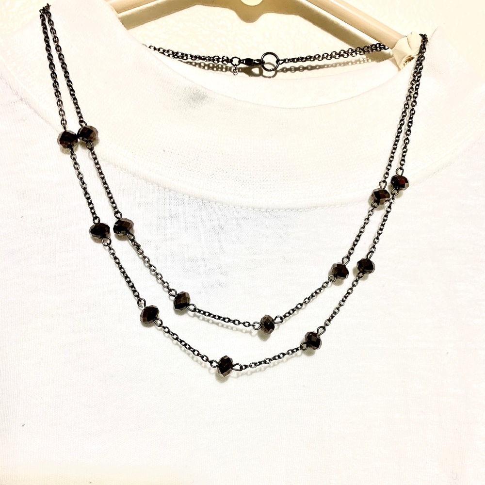 Dark Topaz Brown Double Strand Necklace